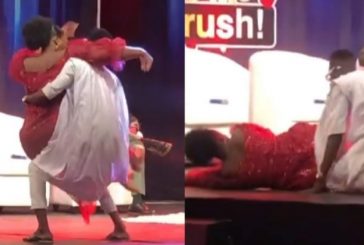 This is funny! Ali and Shemima of Date Rush fall on stage - Video